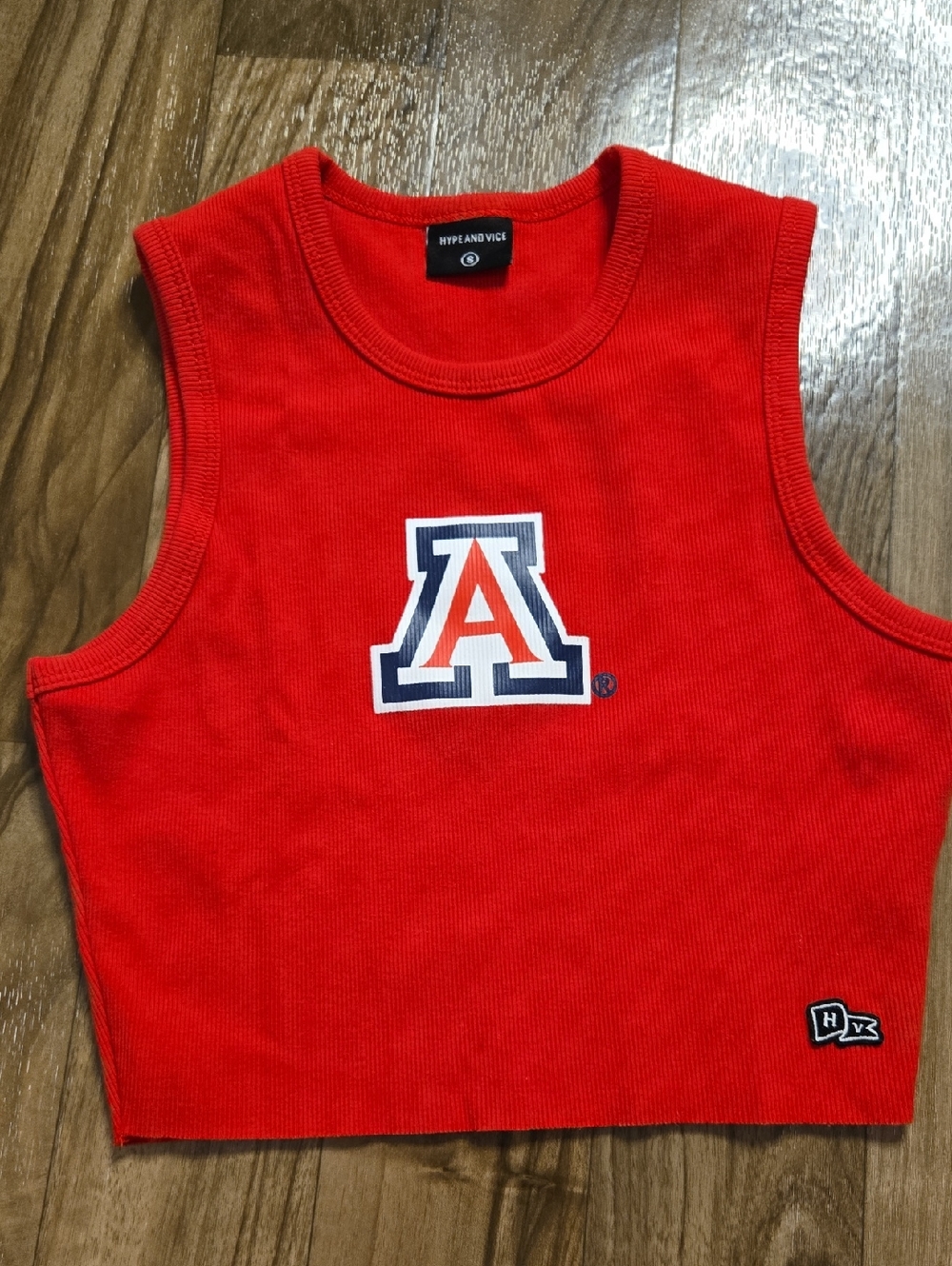 Red Sleeveless University Logo Crop Top